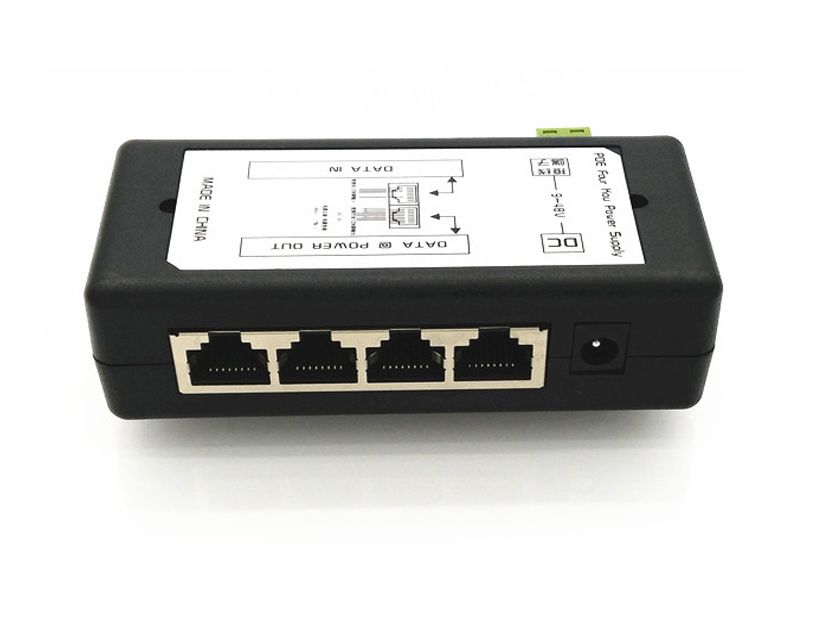 Ethernet LAN PoE injector 9-48V DC met 4 poorten 02